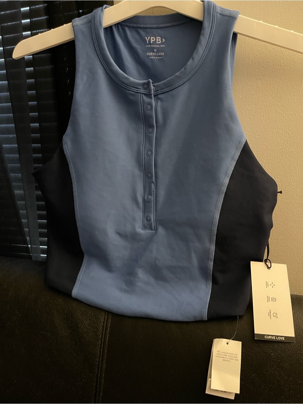 YPB ABERCROMBIE Curve Love Blue & Navy Sleeveless Henley Tank Size Medium NWT